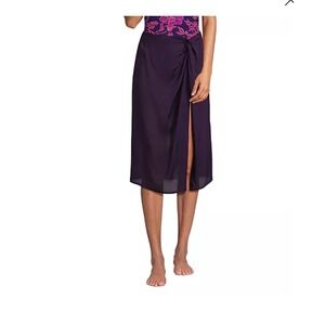 Lands' EndWomen's Twist Front Knee Length Swim Cover-up Skirt Medium NWT
